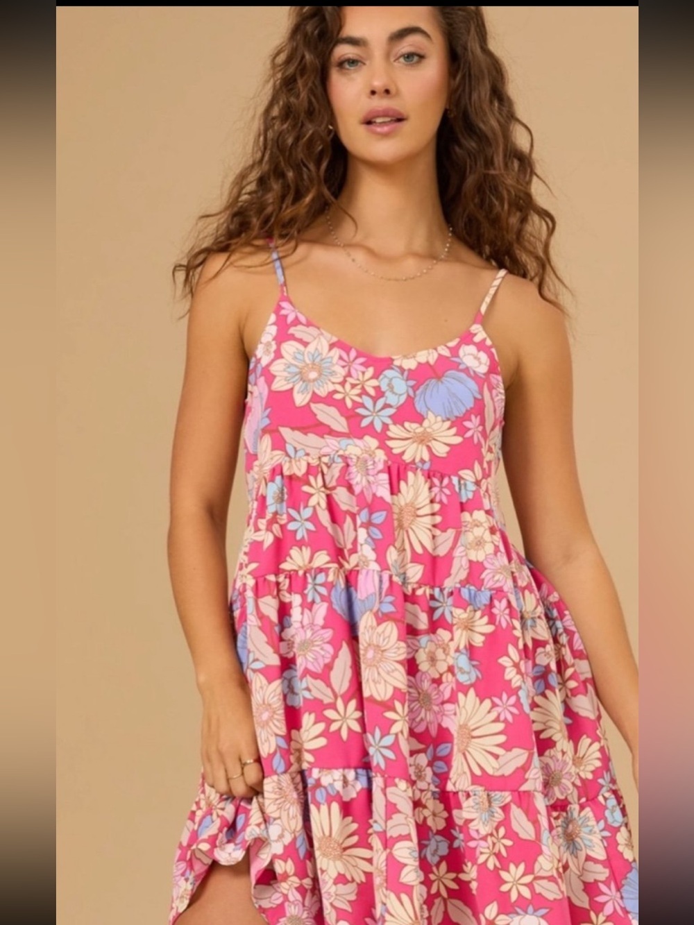 🆕 Altar’d State Jaiden floral tiered mini dress pink small